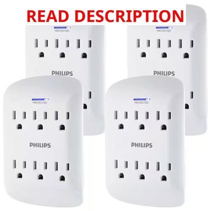 6-Outlet Surge Protector Wall Tap White