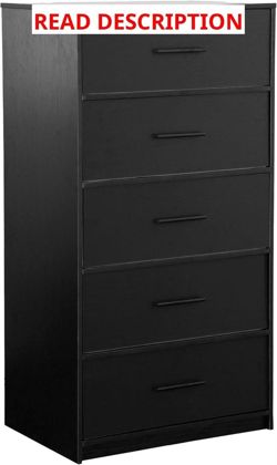 5-Drawer Dresser with Fabric Drawers Black