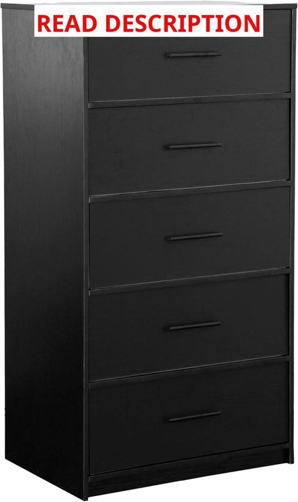 5-Drawer Dresser with Fabric Drawers Black