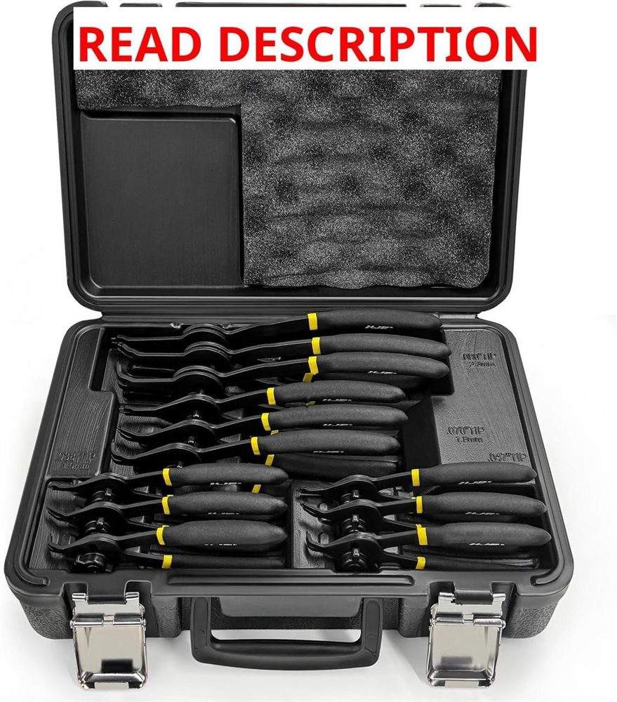 KJE 12Pcs Snap Ring Pliers Set 0.038"-0.09"