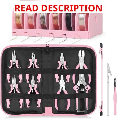 Toolour Pliers Set with Beading Wire Kit Pink