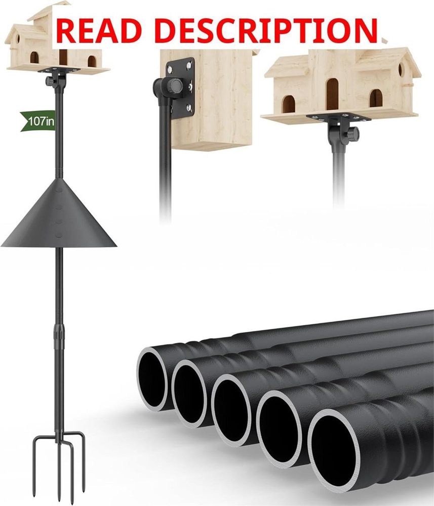 Bird Feeder Pole Squirrel-Proof Stand 107"