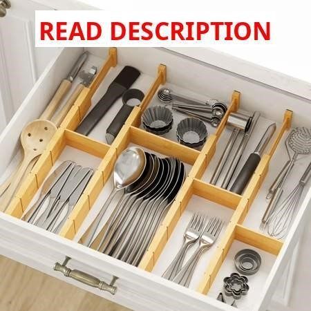 SpaceAid Bamboo Kitchen Drawer Dividers 17"L