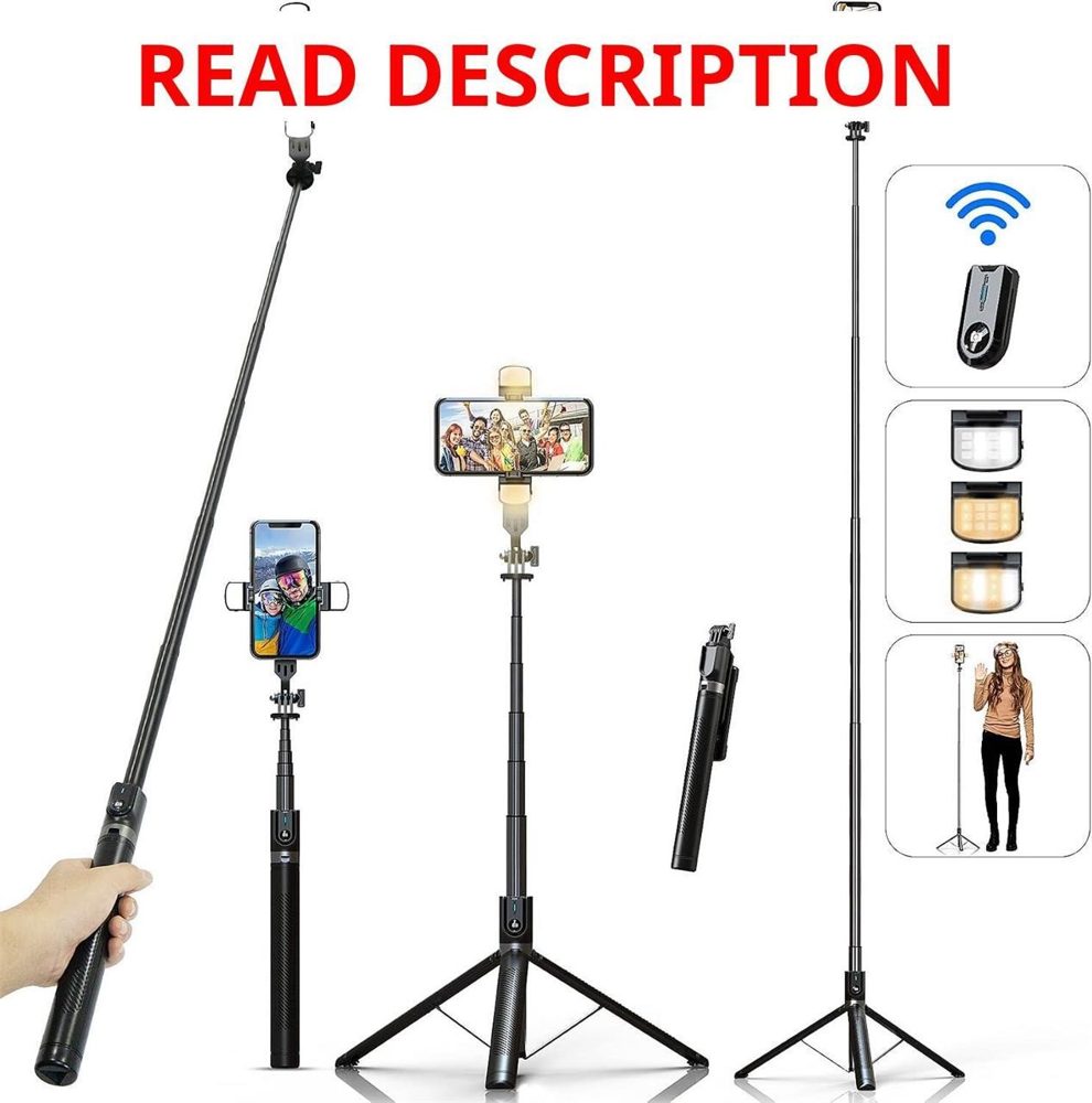 ASHINER Selfie Stick Tripod with Remote Lights