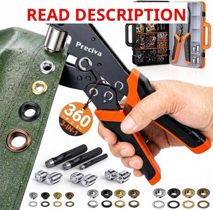 Preciva 3-Size Grommet Tool Kit - 360 Eyelets