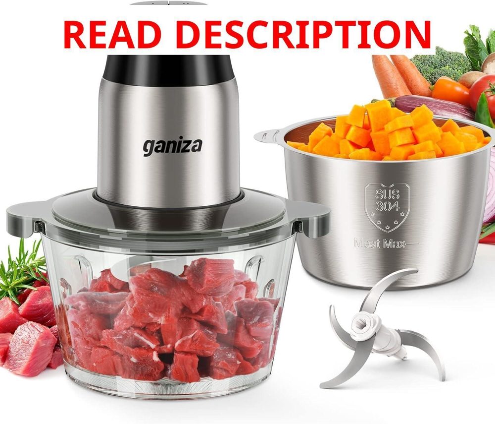 GANIZA 450W Food Processor: 2 Bowls