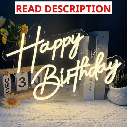 Happy Birthday Neon Sign 17x12 Warm White LED