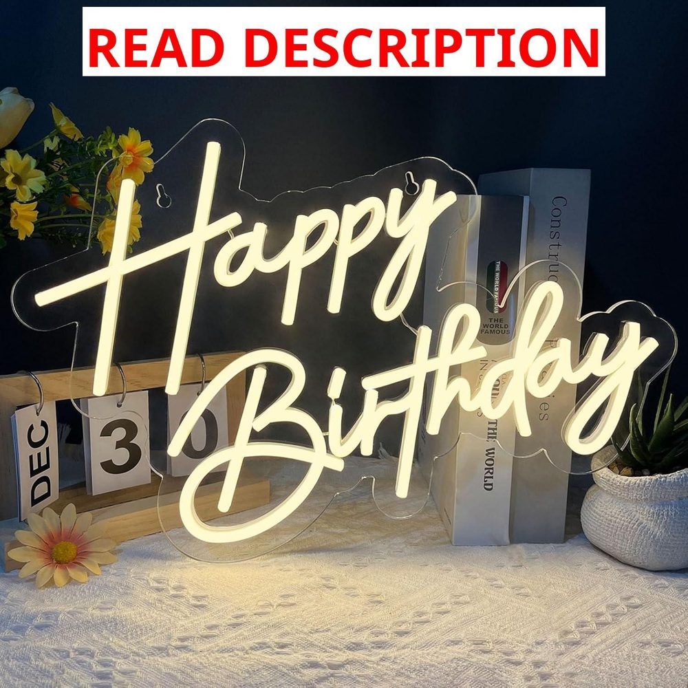 Happy Birthday Neon Sign 17x12 Warm White LED