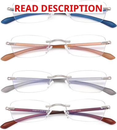 Rimless Reading Glasses for Women 4 Pack
