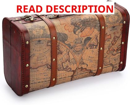 ELLDOO Vintage Wooden Chest Map Pattern