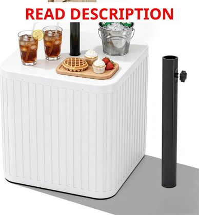 2-in-1 Umbrella Side Table with Base (White)