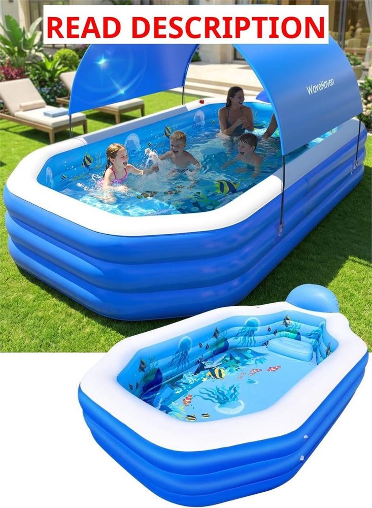 2026 Inflatable Pool with Canopy 118x75x22"