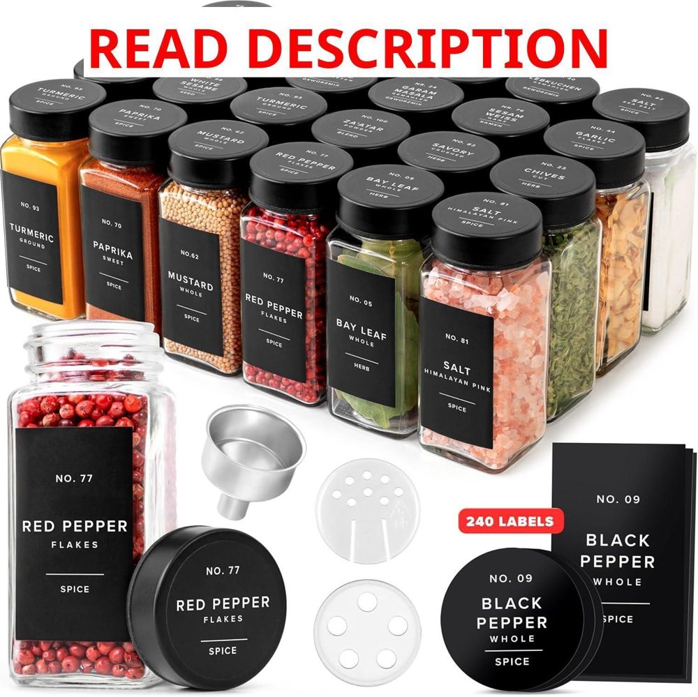 EDELHAUS Glass Spice Jars with Labels