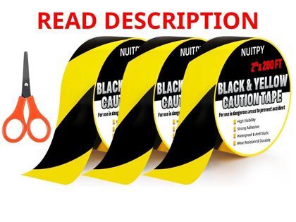 3 Roll Black & Yellow Caution Tape 2" x 600 ft