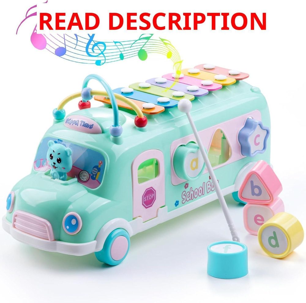 5-in-1 Baby School Bus Xylophone Toys