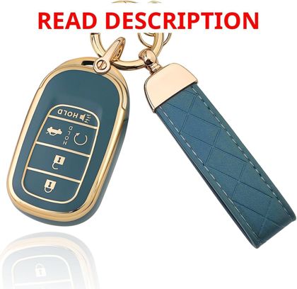 Honda Key Fob Cover + Leather Keychain Blue
