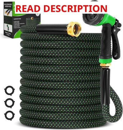 Garden Hose 50ft with 10-Function Nozzle