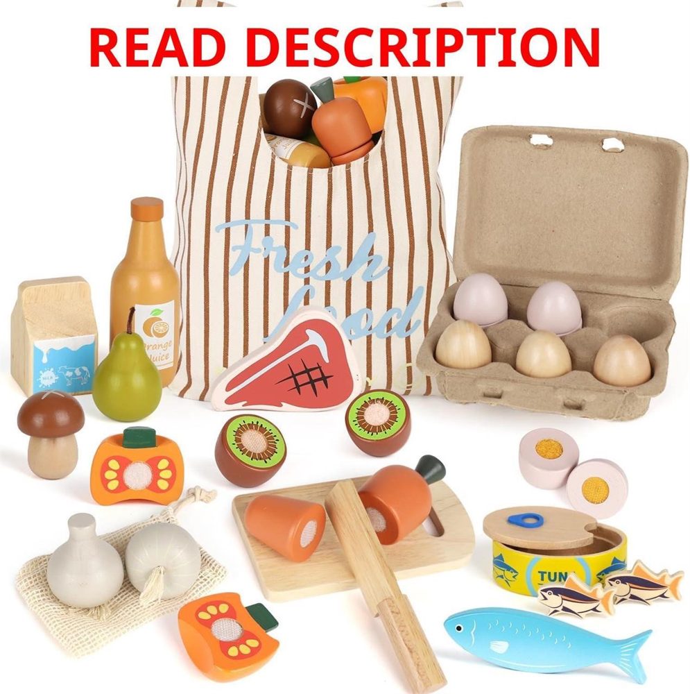 Lehoo Castle Wooden Play Food Sets for Kids