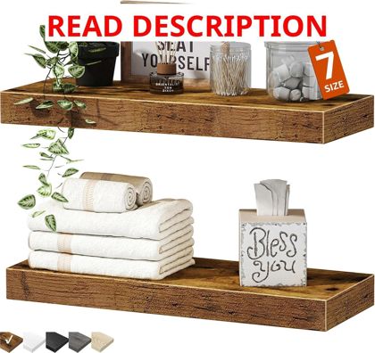 QEEIG Floating Shelves Set 2 15.7" Brown
