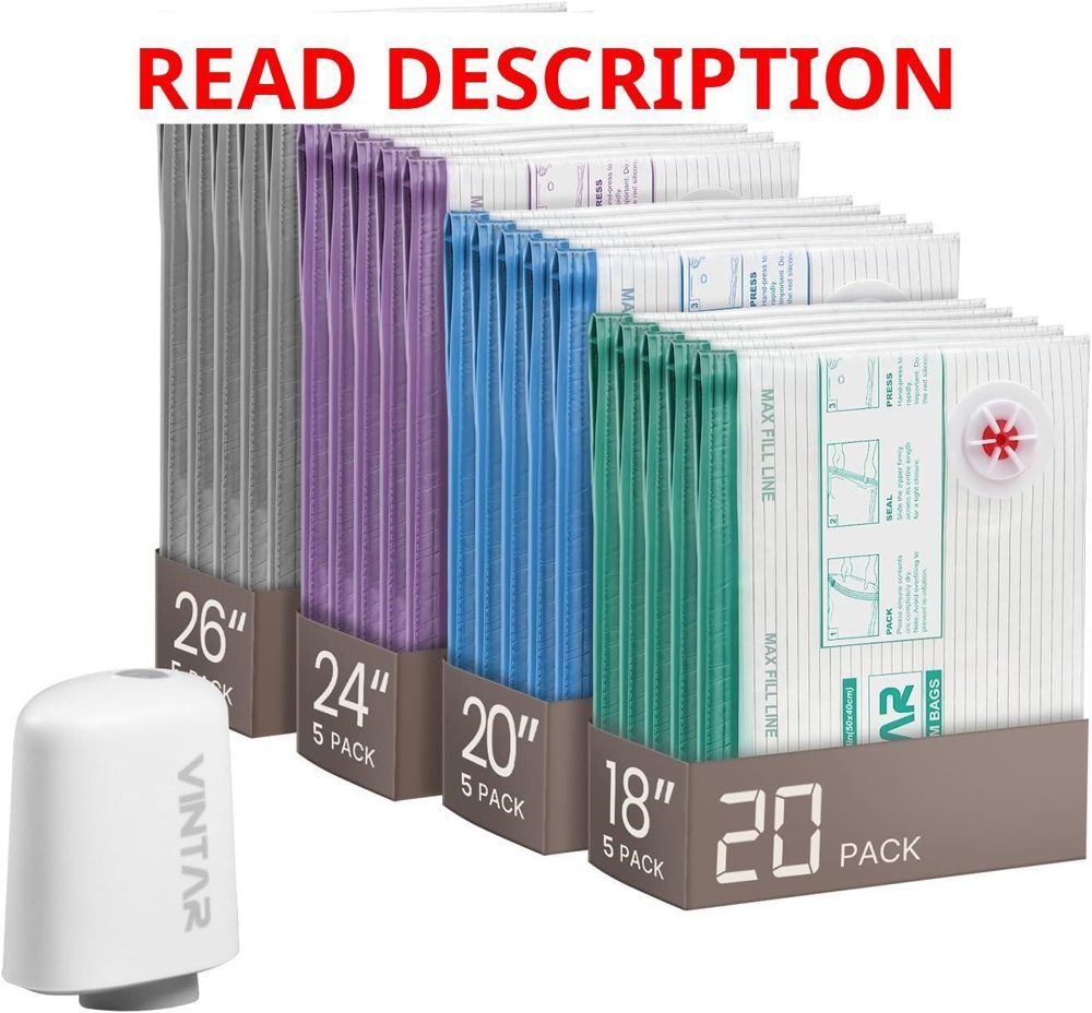 VINTAR Vacuum Seal Bags Set 20Pk w/ Pump