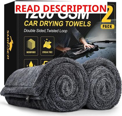 SMINDER 2-Pack 1200 GSM Car Towels 36"x24"