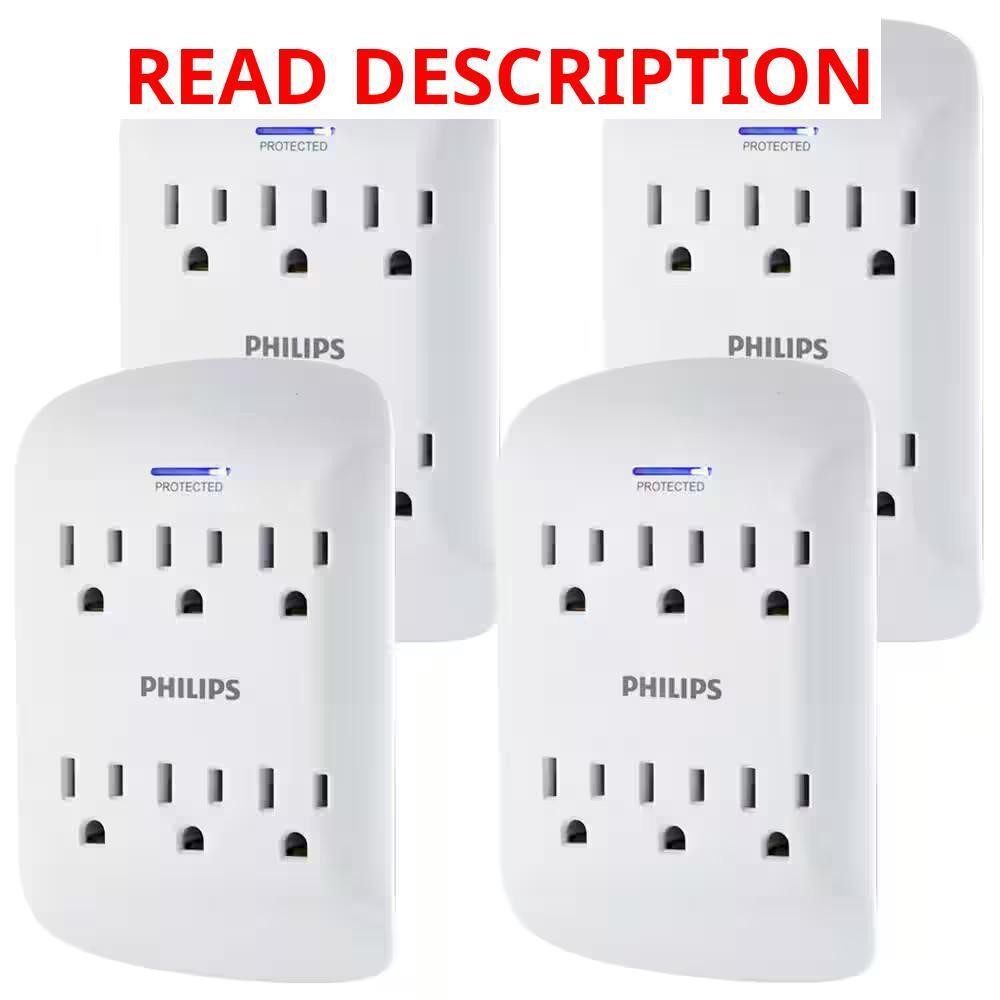 6-Outlet Surge Protector Wall Tap White