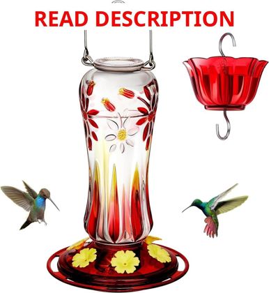 Kingsyard Glass Hummingbird Feeder 25 oz Red