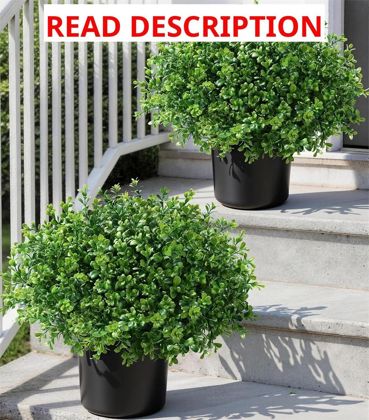 2 Pack Fake Potted Plants for Front Door Decor