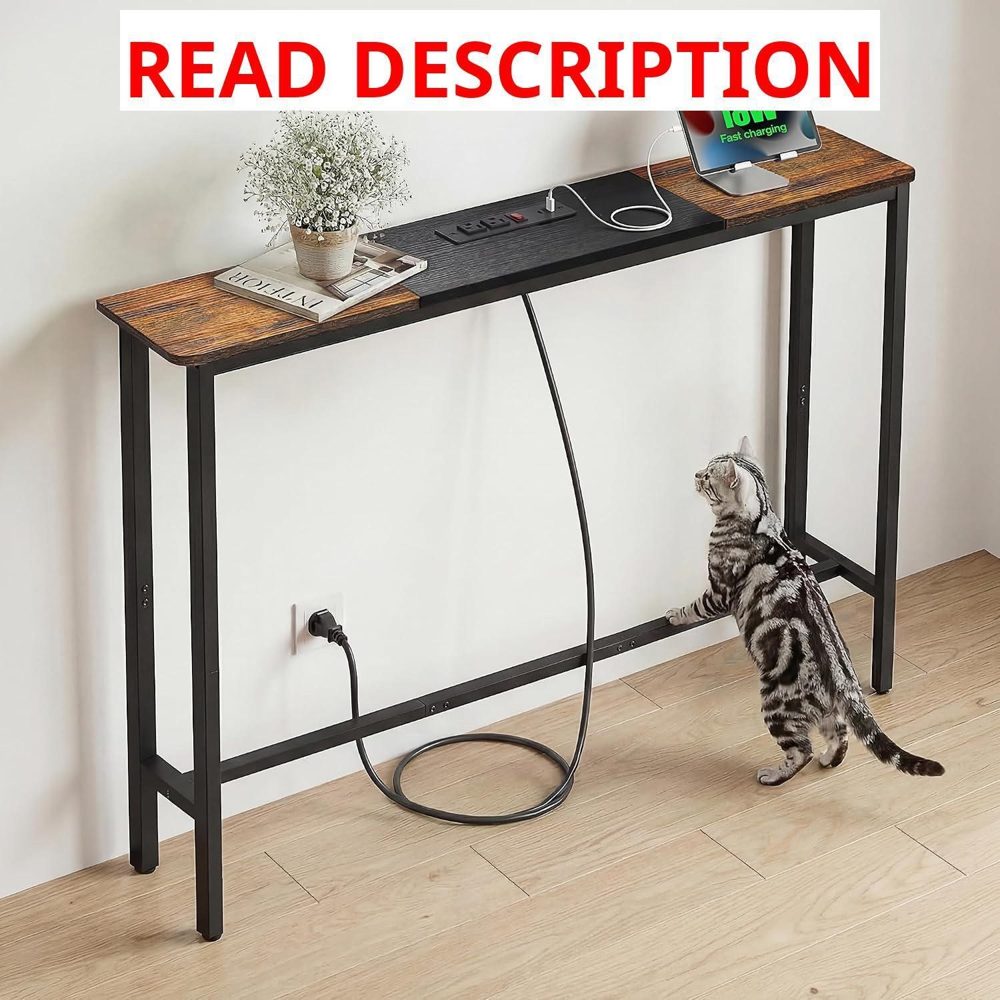 8.6" Narrow Console Table with Fast Charge
