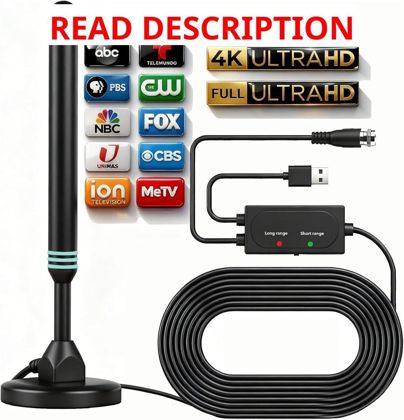 Indoor TV Antenna 4K/1080p USB Blue