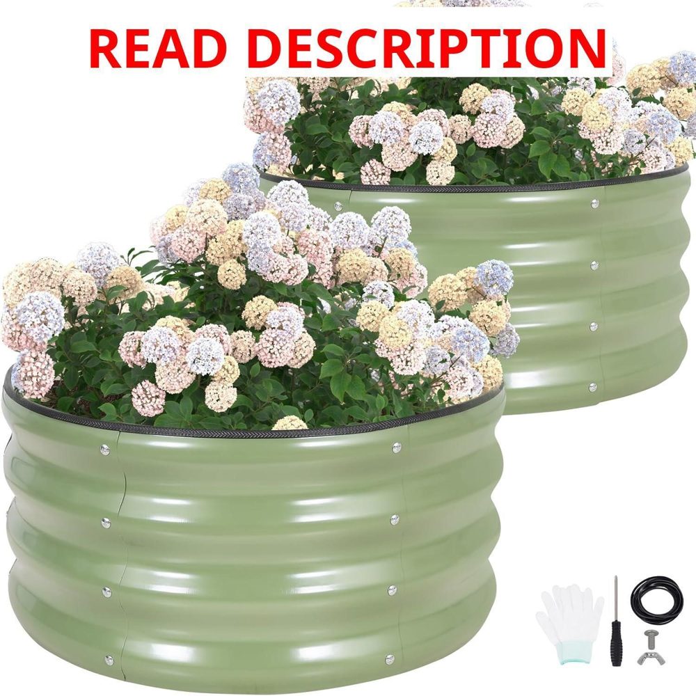 G GOOD GAIN Round Garden Bed Planter Boxes