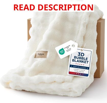 Bedsure 3D Fleece Bubble Blanket - White