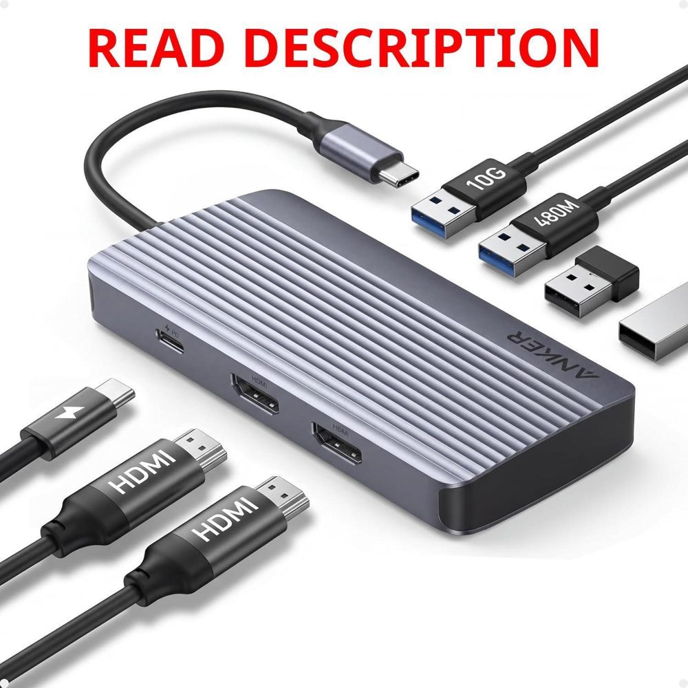 BUNDLE Anker 7-in-1 USB-C Hub: Dual HDMI 85W...