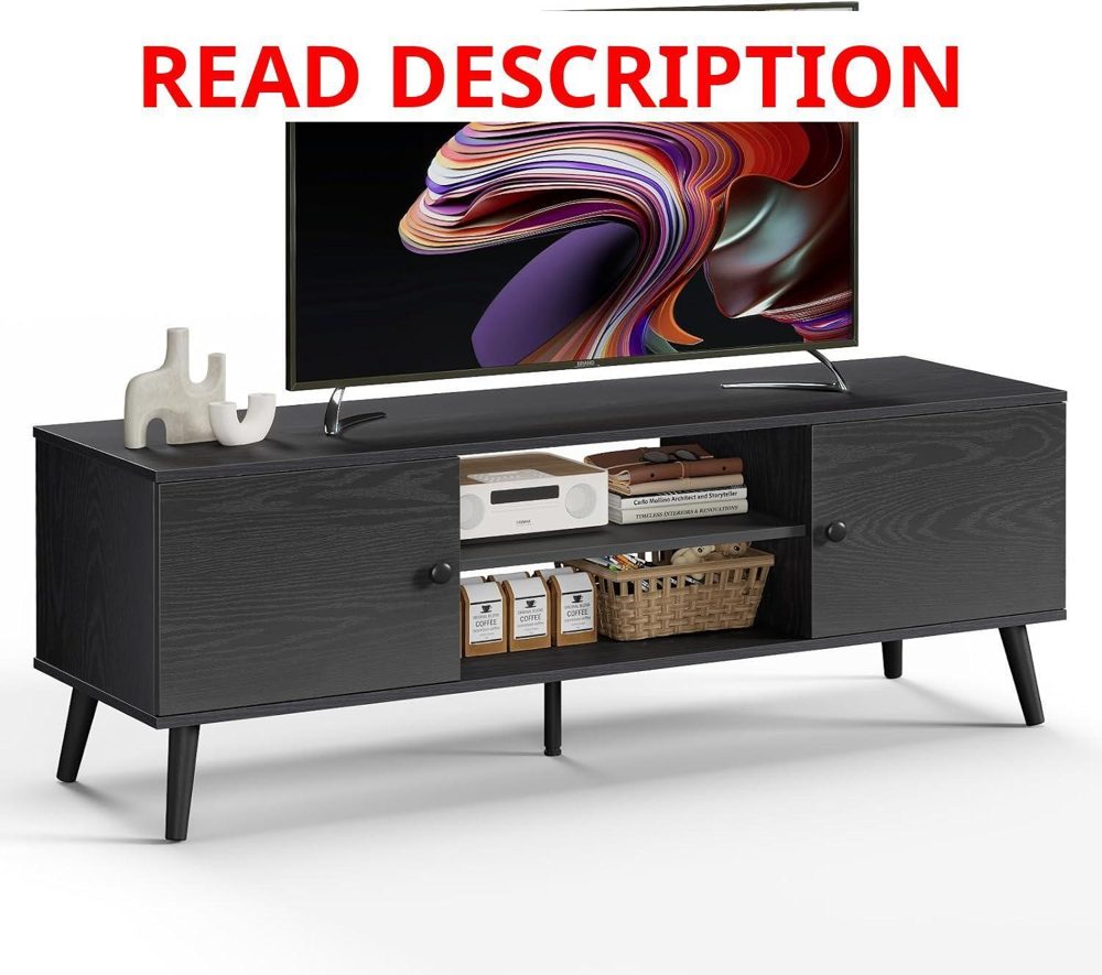 DUMOS TV Stand for 55 60 Inch TV Black