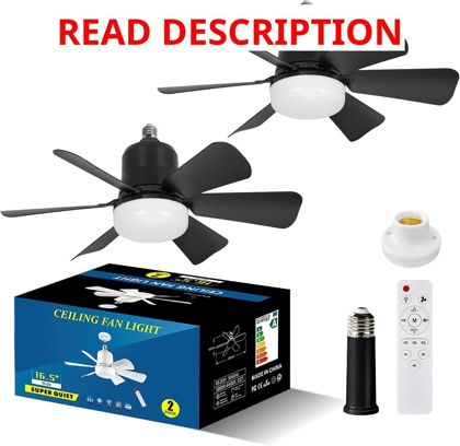 Socket Fan Light Remote 1000Lm E26/E27