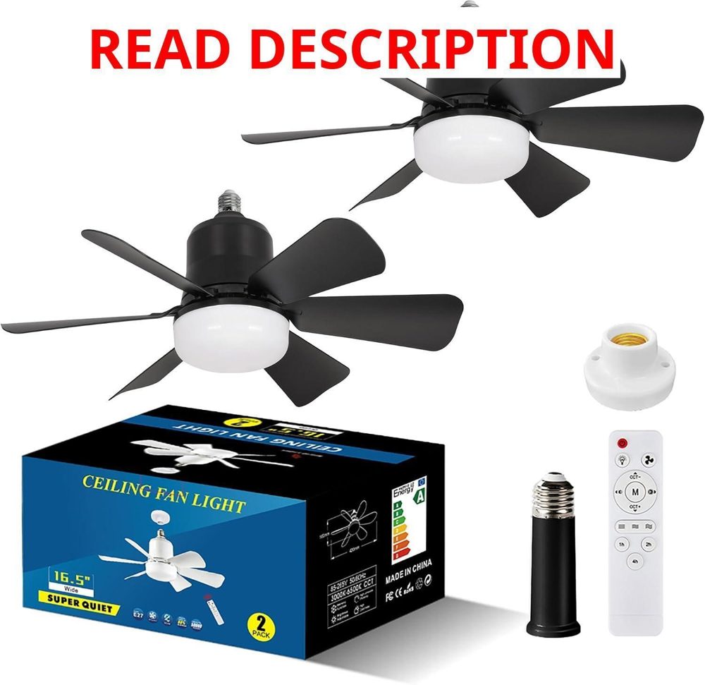 Socket Fan Light Remote 1000Lm E26/E27