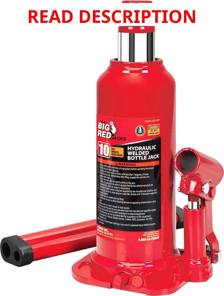 Torin Hydraulic Welded Bottle Jack 10 Ton Red