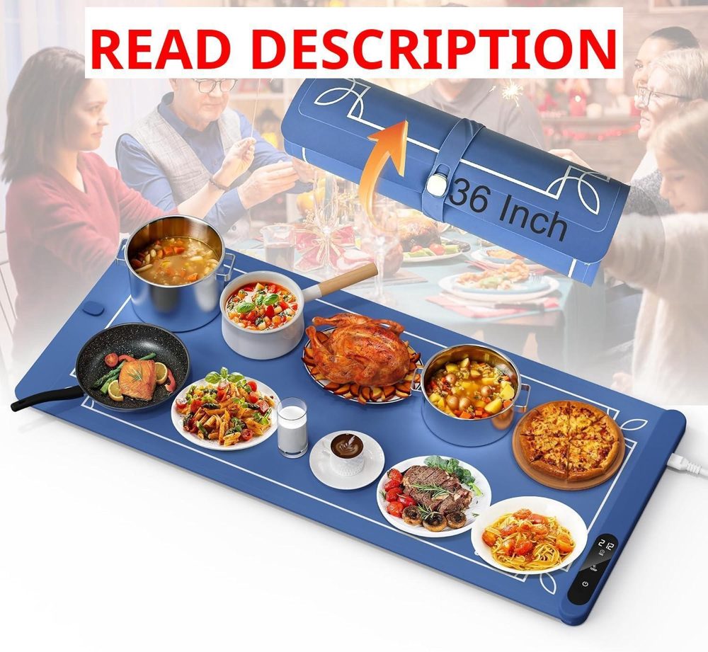 Extra Large Food Warming Mat: 36" Navy Blue