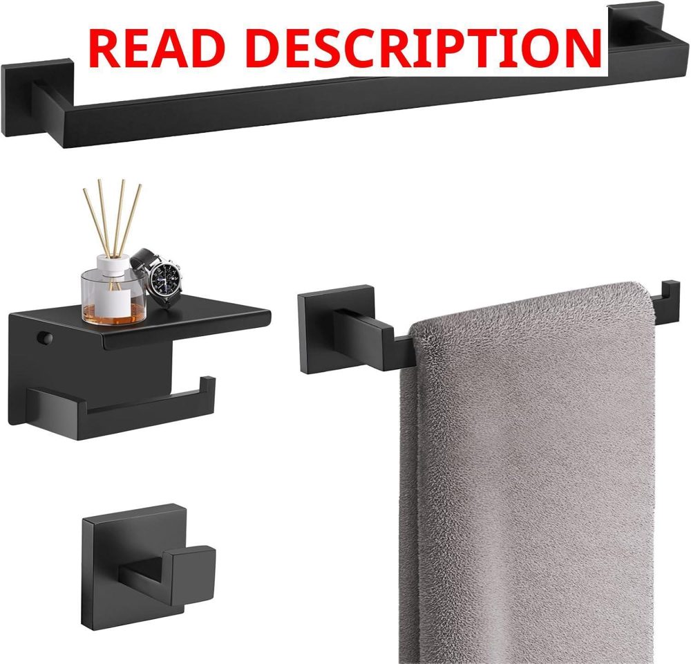 TURS Black 4-Piece Bathroom Hardware Set