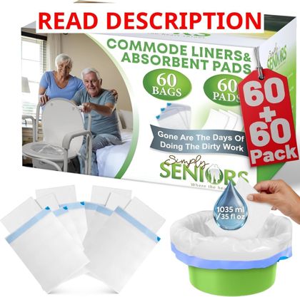 Commode Liners with Absorbent Pads (60)