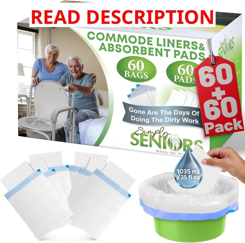 Commode Liners with Absorbent Pads (60)