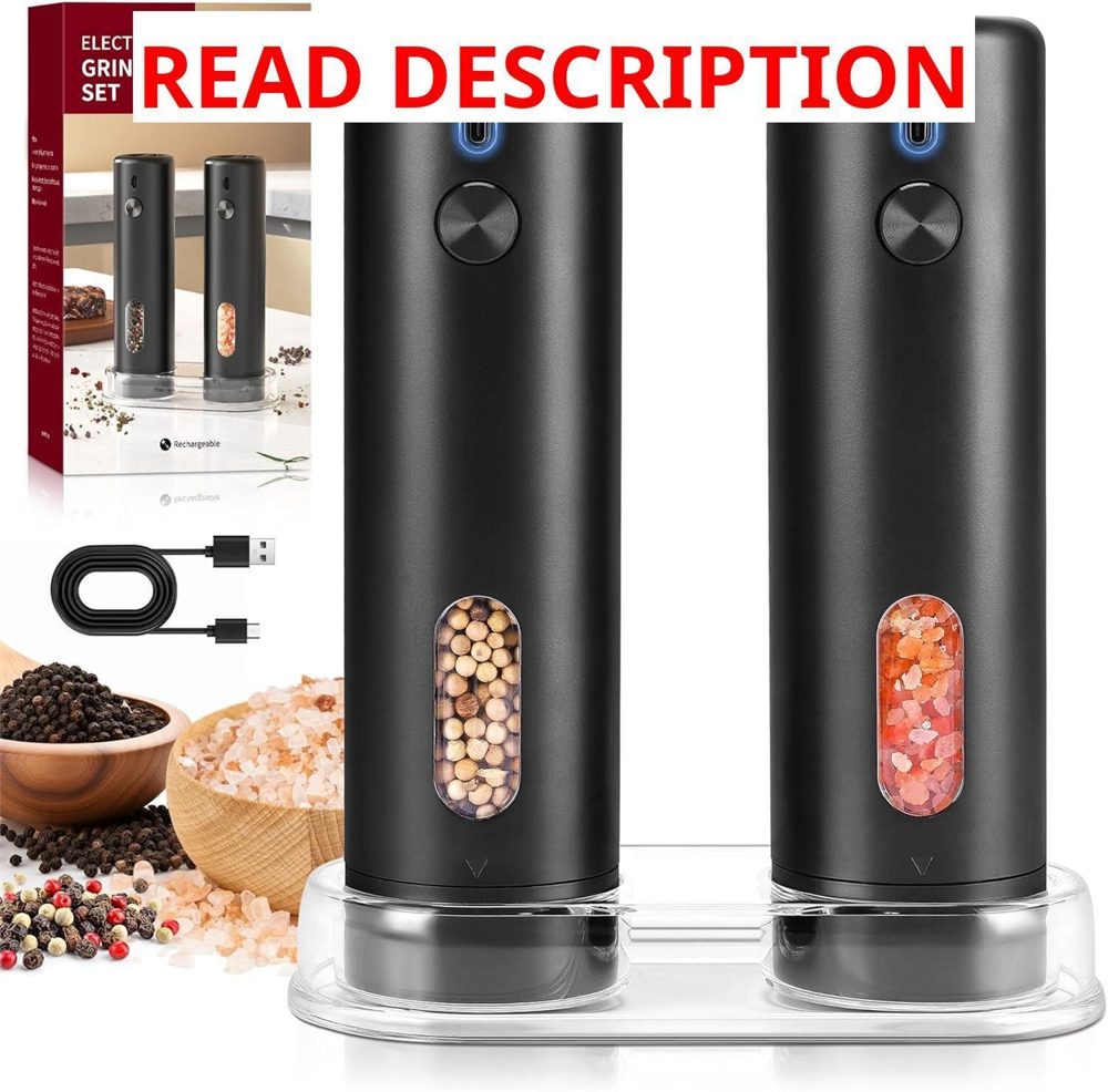 Electric Salt & Pepper Grinder Set (Black)