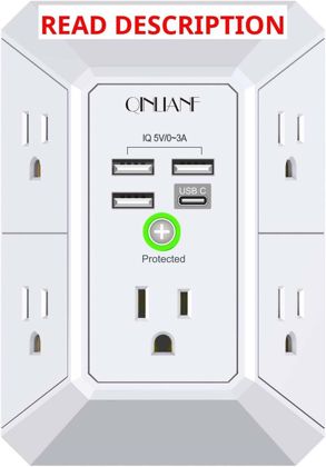 QINLIANF 5-Outlet Surge Protector USB Ports