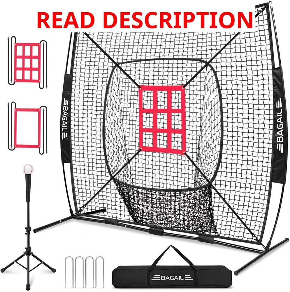 BAGAIL 7x7 Baseball/Softball Net w/ Tee