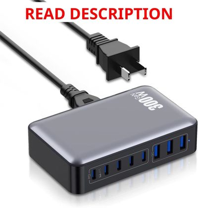 USB-C Charger Block 300W GaN 8-Port PD Hub