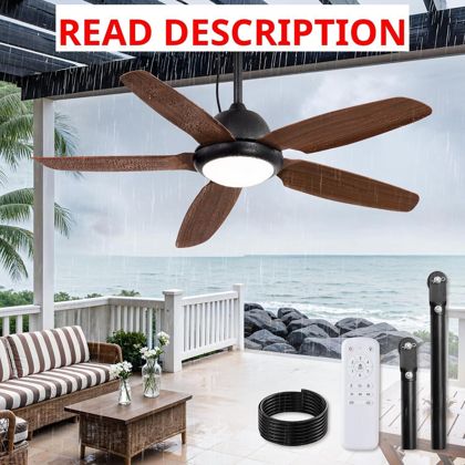 52" Wet Rated Outdoor Ceiling Fan with Light