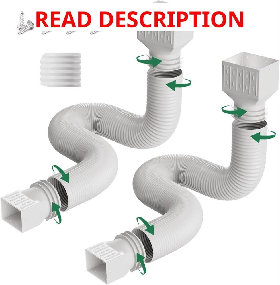 2 Pack Downspout Extensions 20"-66" (White)