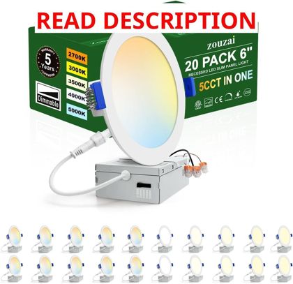 zouzai 20 Pack 6" LED Recessed Light ETL/Star
