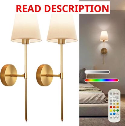 Battery Operated Wall Sconce 2: Gold RGB