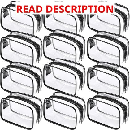 Weewooday 12 Clear Makeup Bags Zipper Pouches